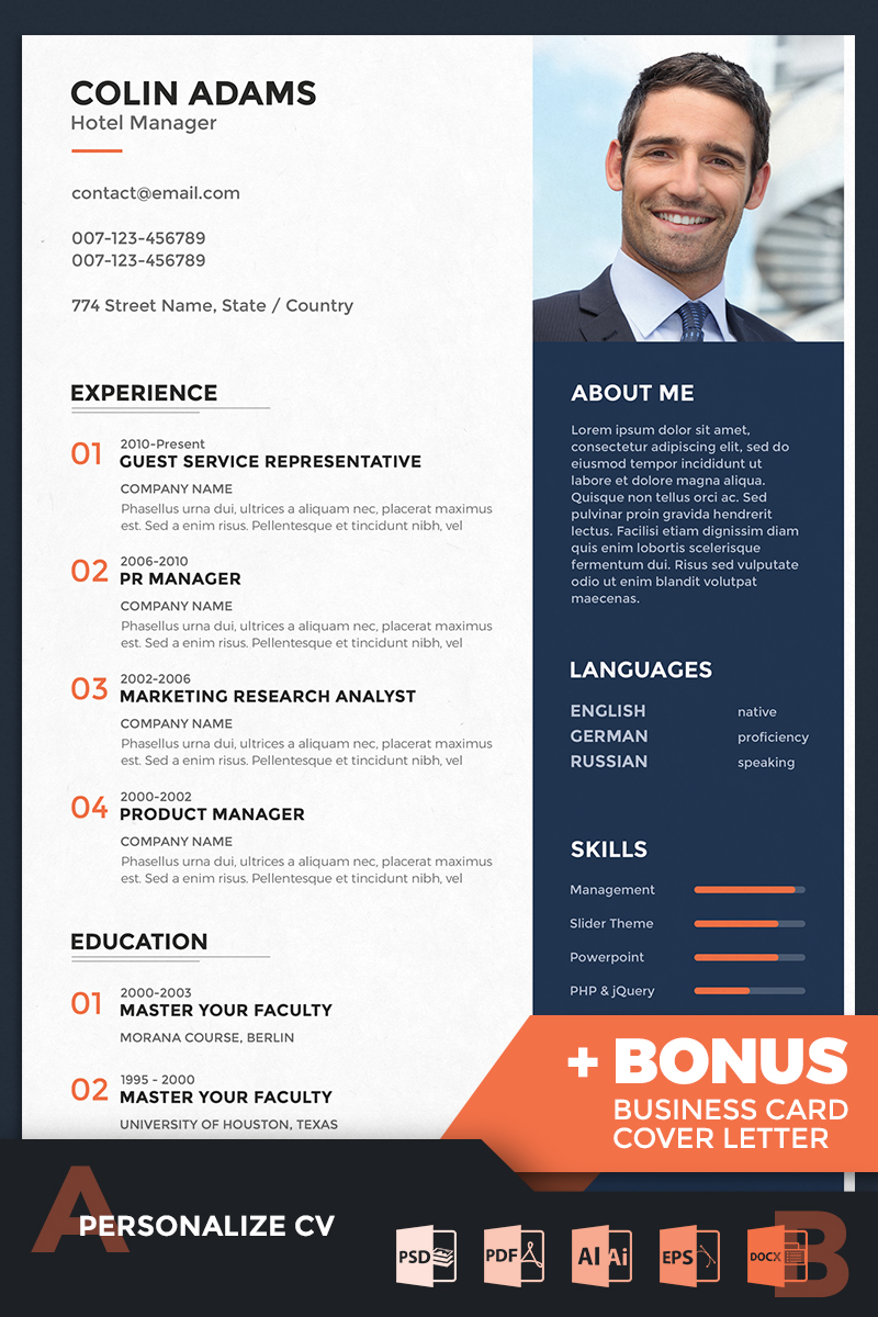 Colin Adams - Hotel Manager Resume Template