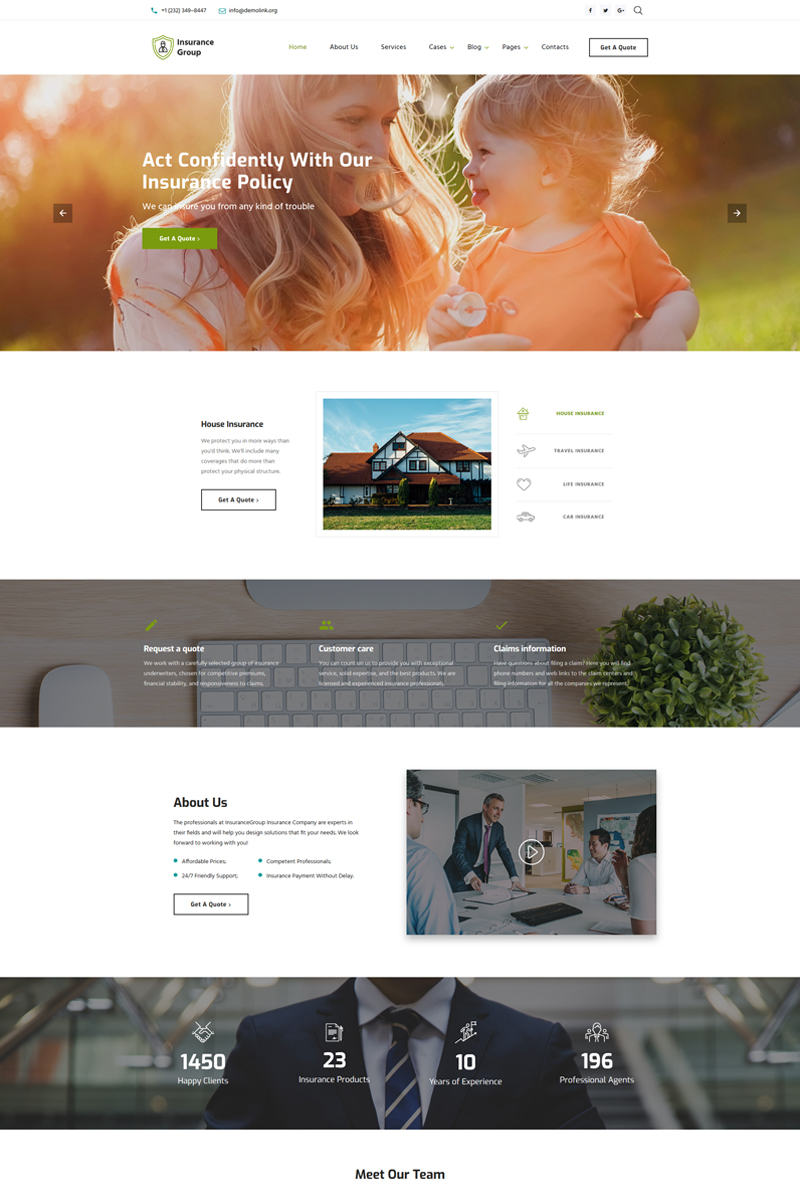 Insurance Group - Sophisticated Insurance Conpany Multipage HTML Website Template