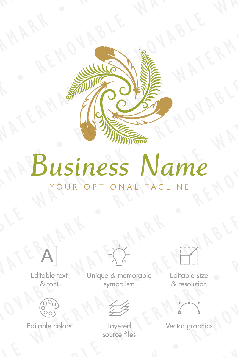 Circle of Fern and Feathers Logo Template