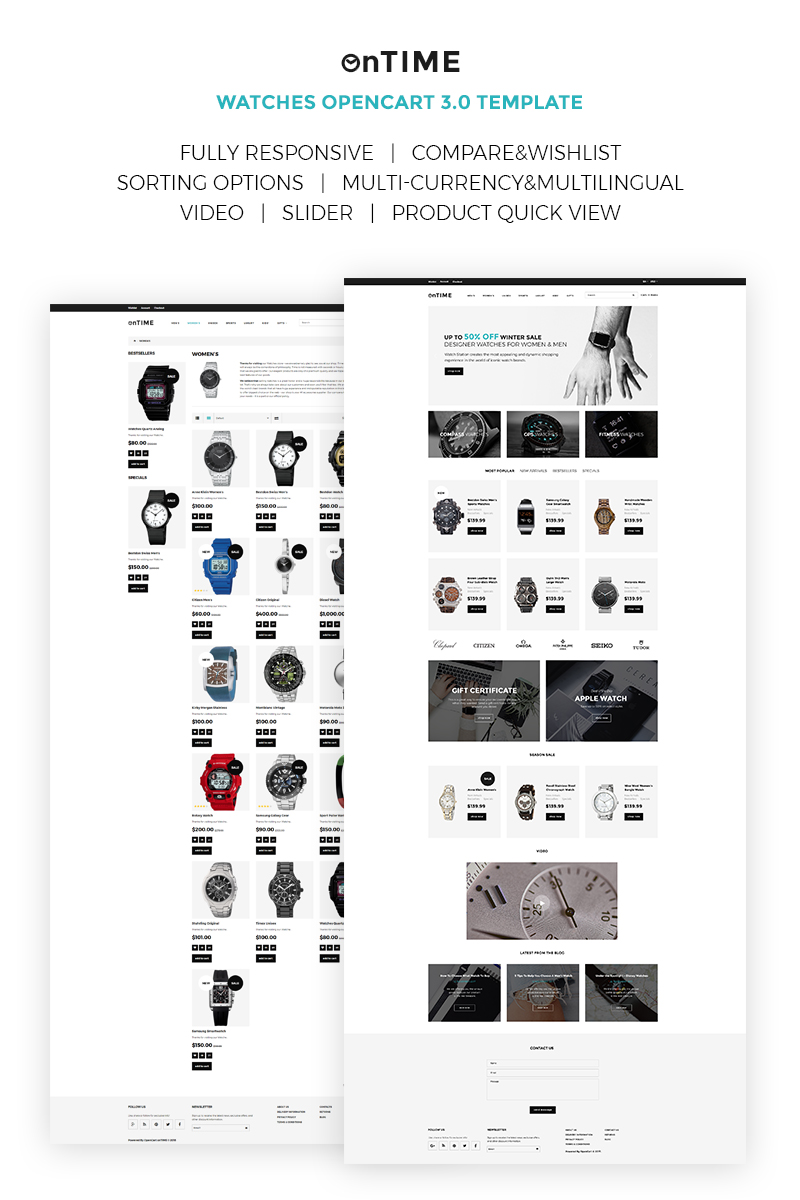 OnTime - Elegant Watches & Accesories Store OpenCart Template