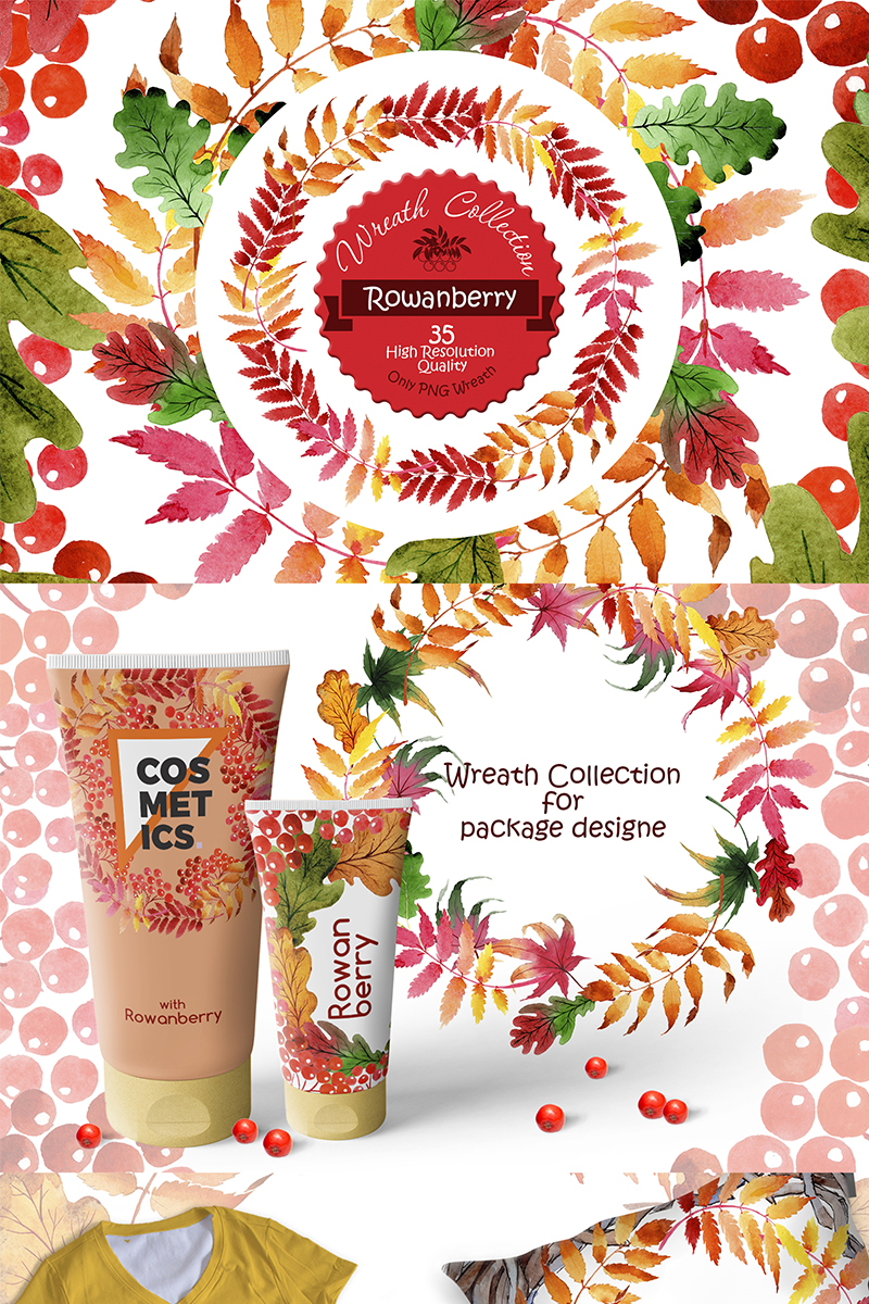 Wreath Collection PNG Watercolor Set - Illustration
