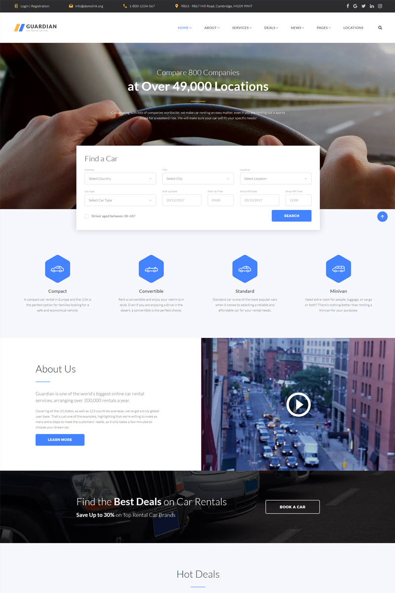 Guardian - Responsive Car Rental Company Multipage HTML Website Template