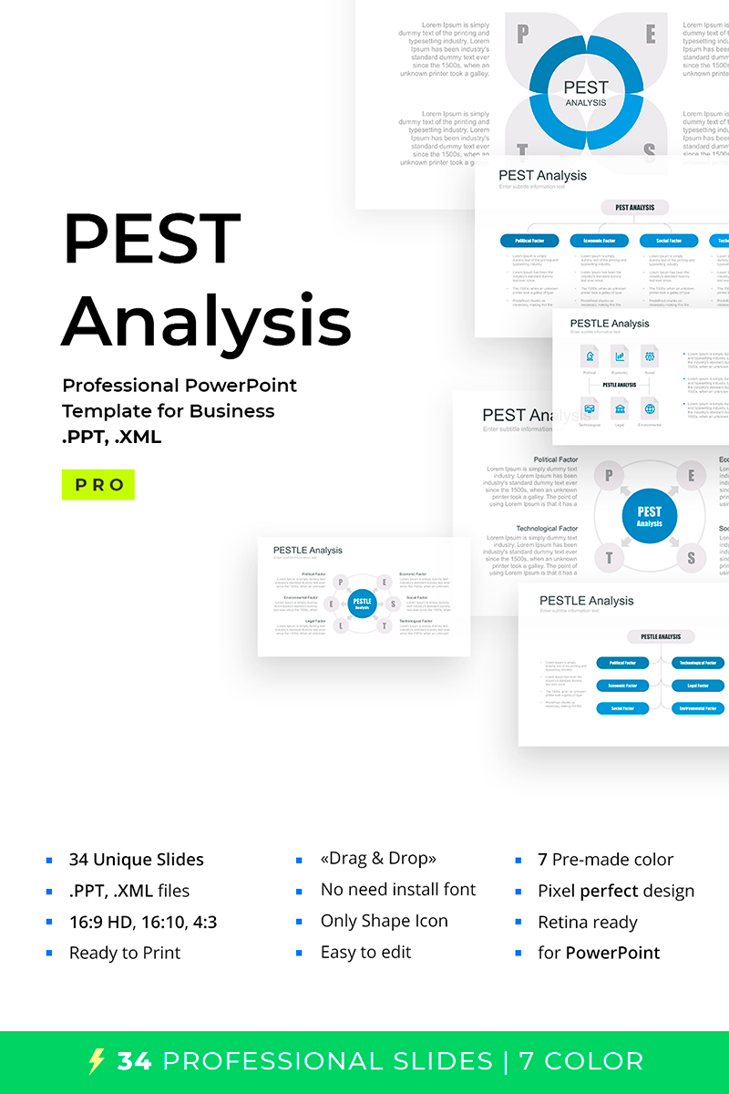 PEST, PESTEL, PESTLE for PowerPoint template