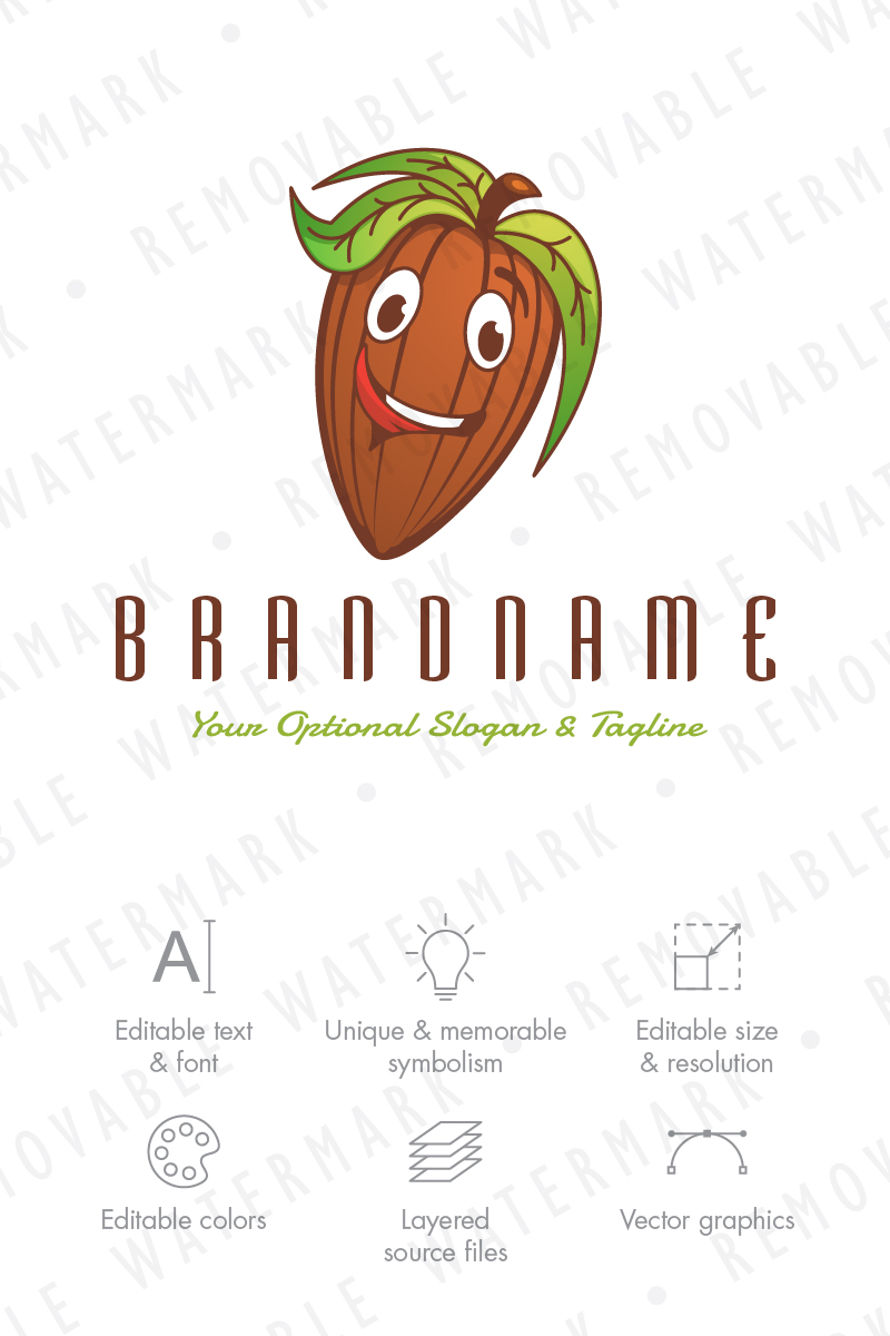 Cocoa Bean Character Logo Template
