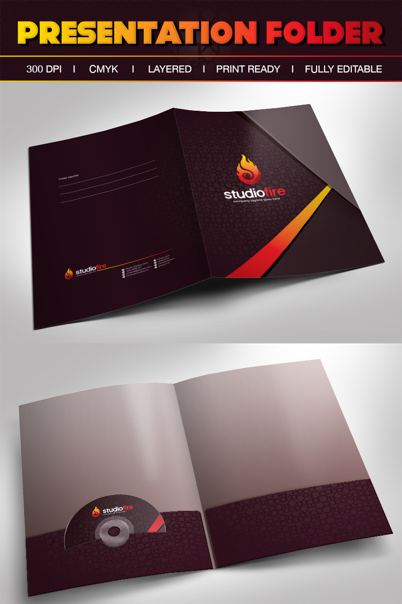 StudioFire Creative Presentation Folder With Pocket Design Template -