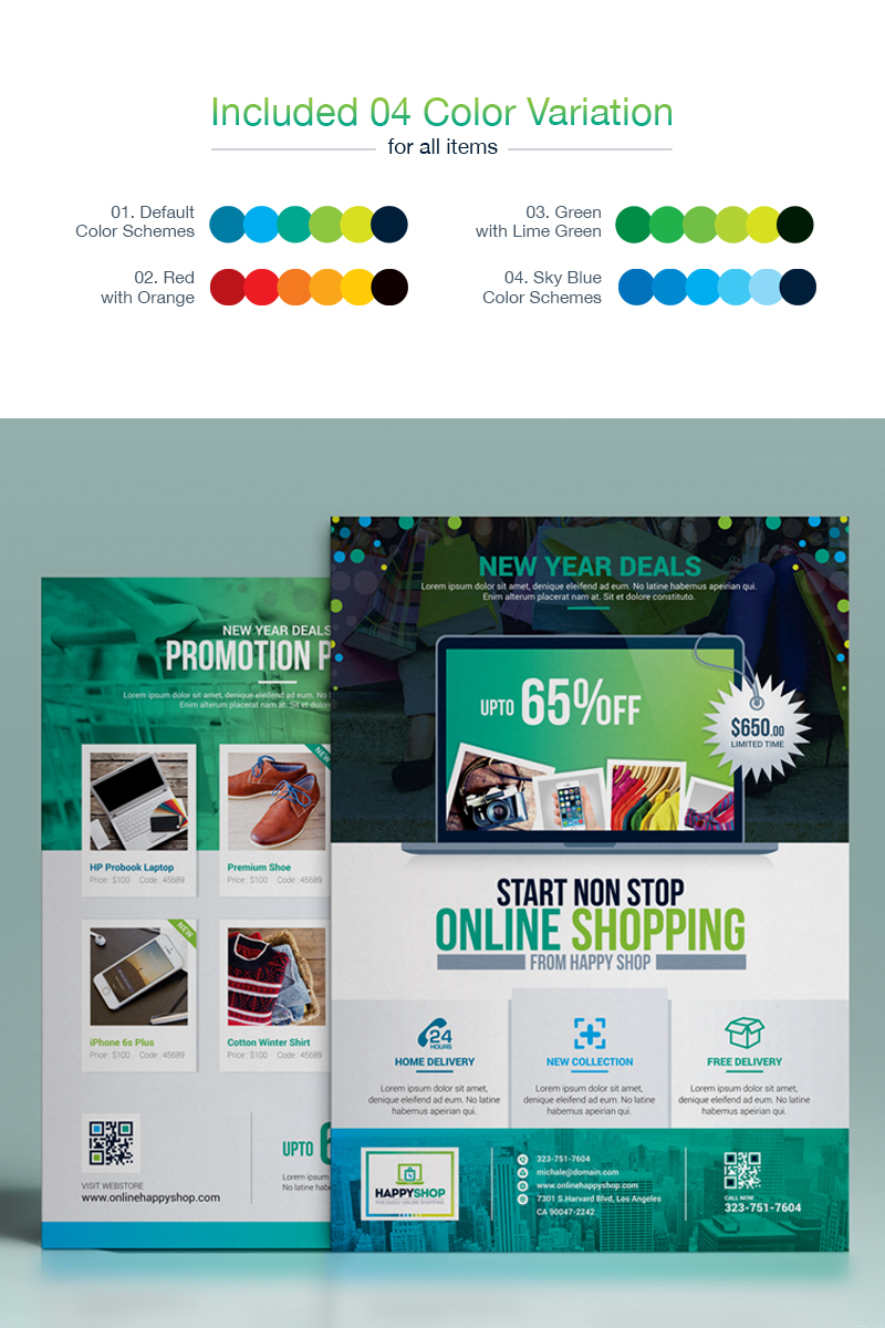 Product Promotional E-Commerce Business Flyer-Poster Template | Double Side Design