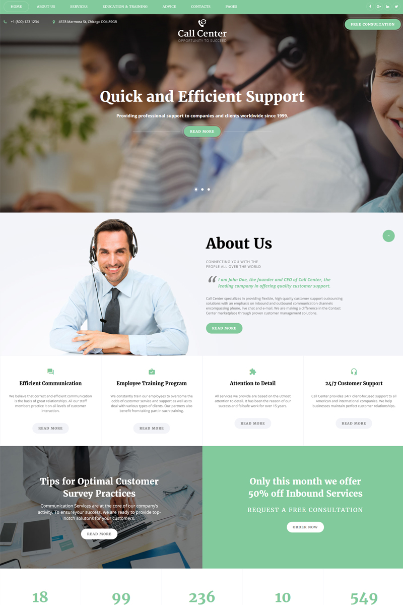 Call Center - Responsive Call Center Multipage HTML Website Template