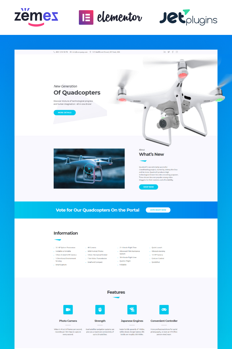 Quadcraft - Drone Startup WordPress Theme