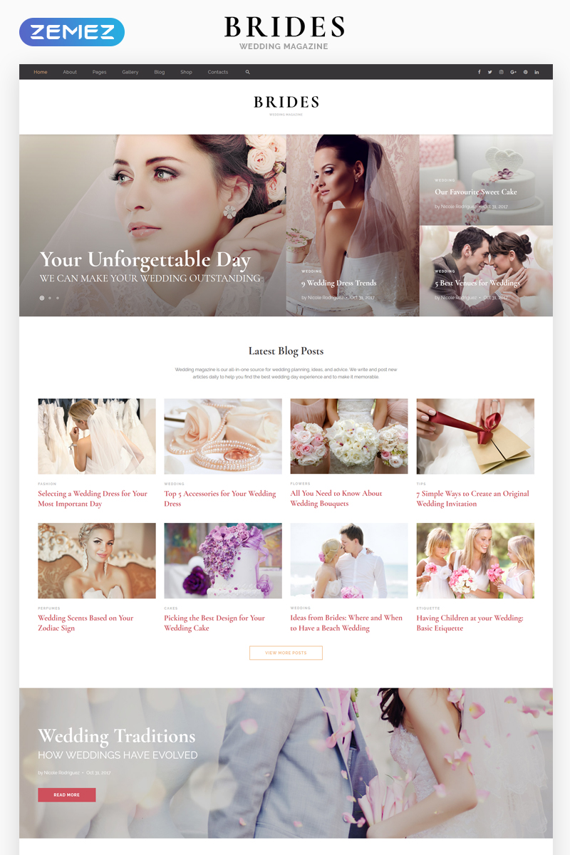 Brides - Wedding Magazine Multipurpose HTML Website Template