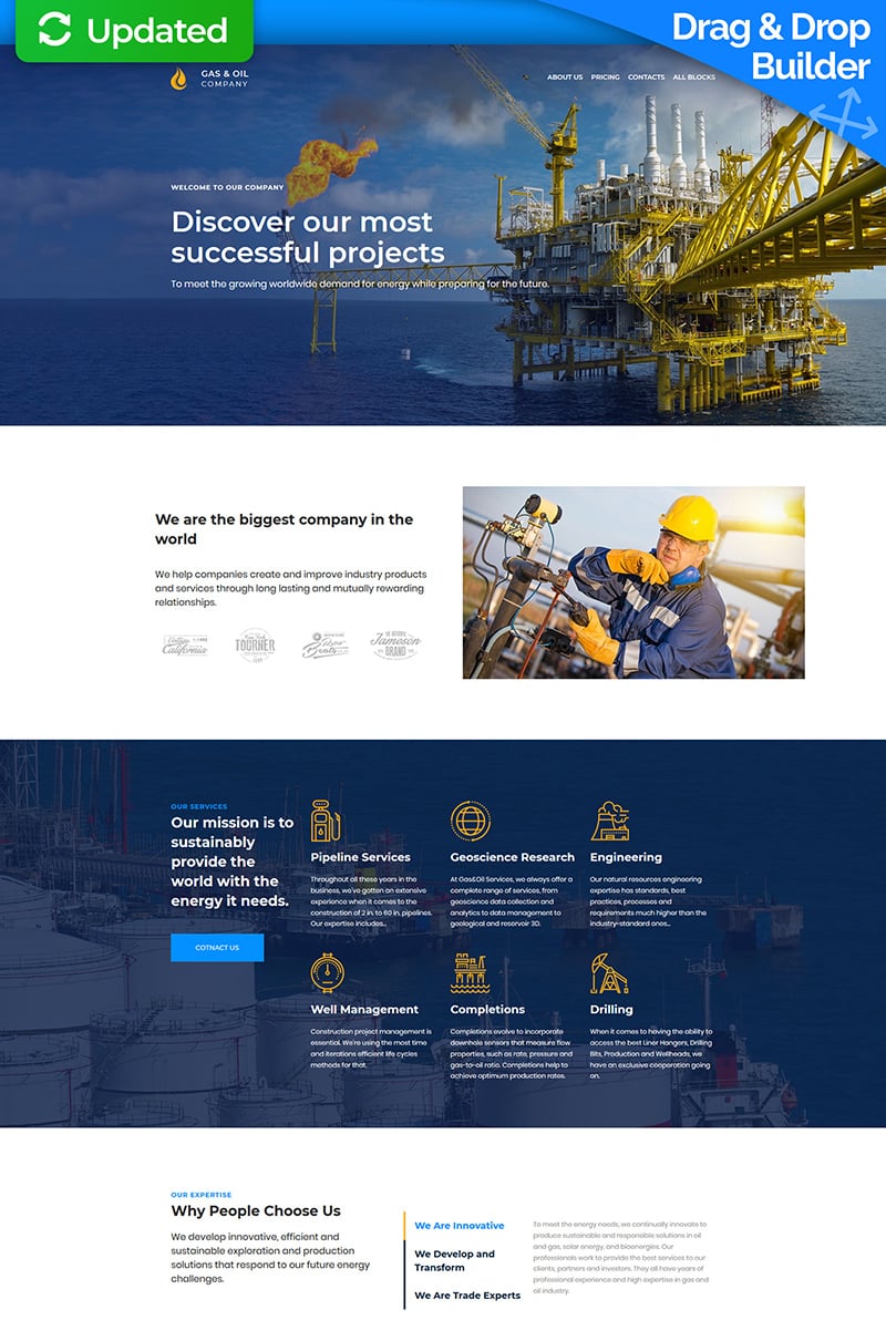 Gas&Oil MotoCMS 3 Landing Page Template