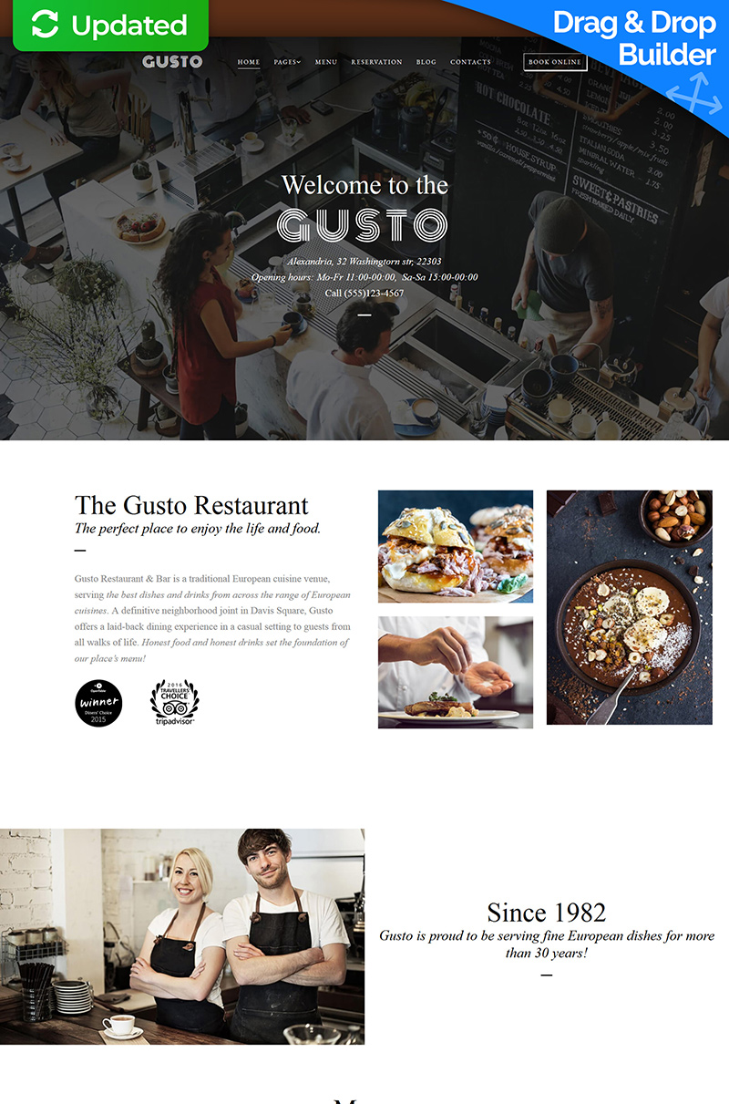 Gusto - Cafe & Restaurant Responsive Moto CMS 3 Template