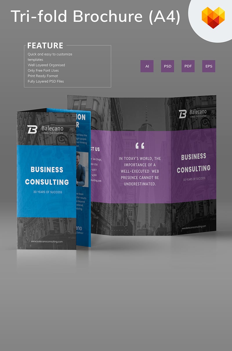 Business Consulting Tri-fold Brochure - Corporate Identity Template