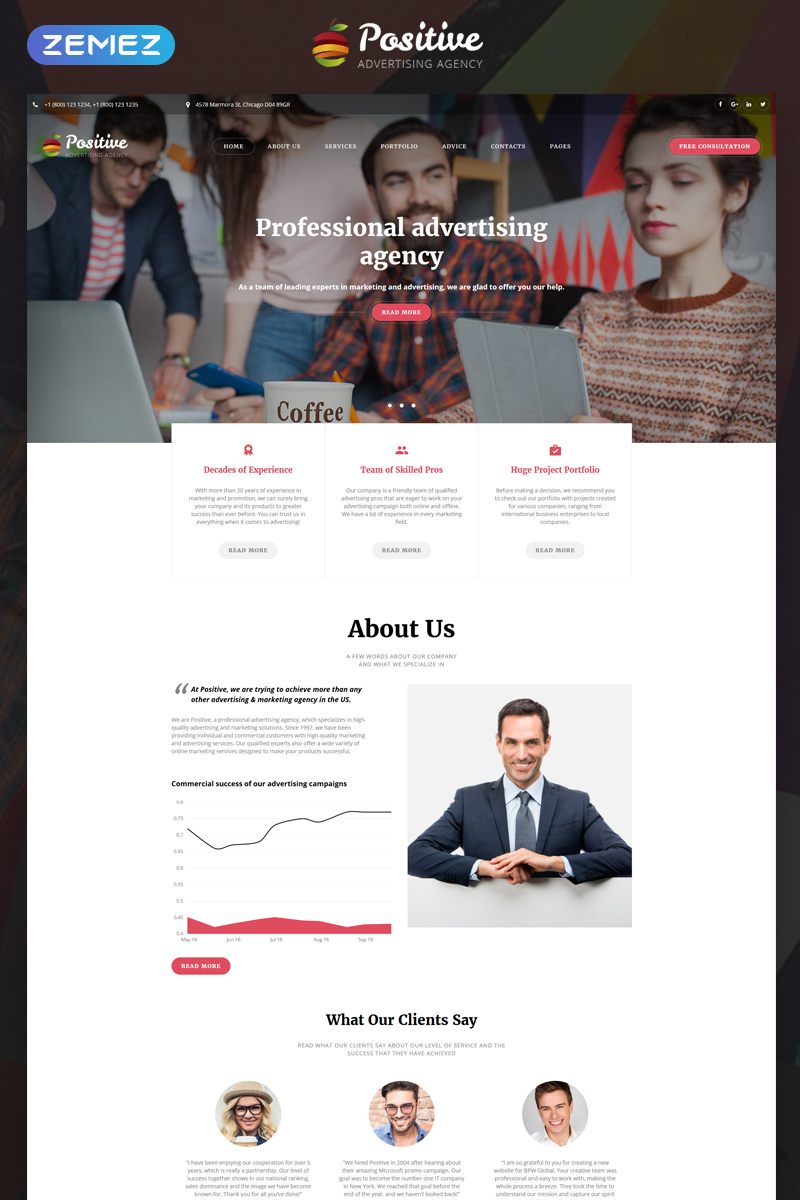 Positive - Advertising Agency Multipage HTML5 Website Template