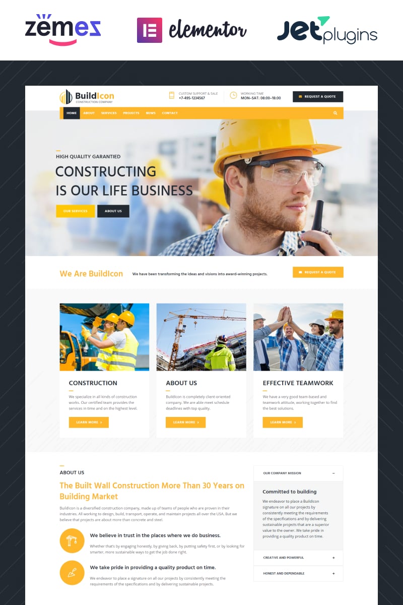 BuildIcon - Construction Company WordPress Theme