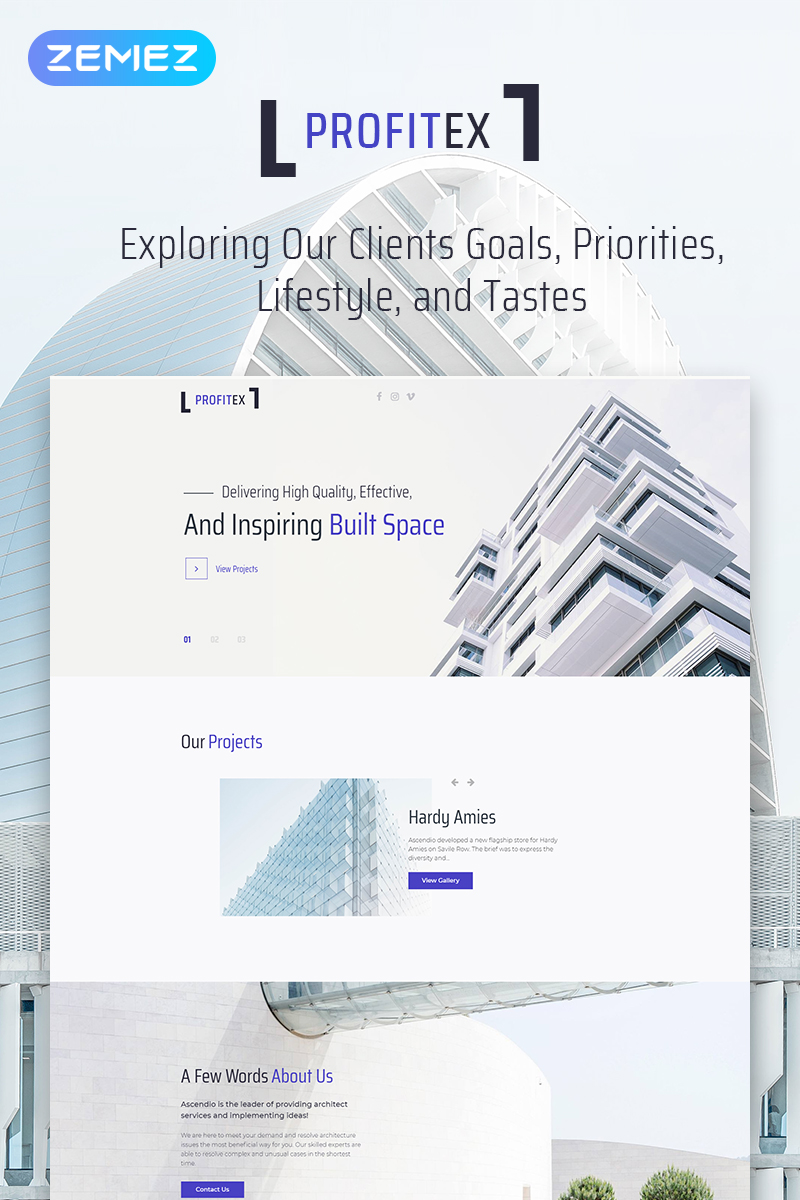 Profitex - Bright Architecture Agency WordPress Elementor Theme