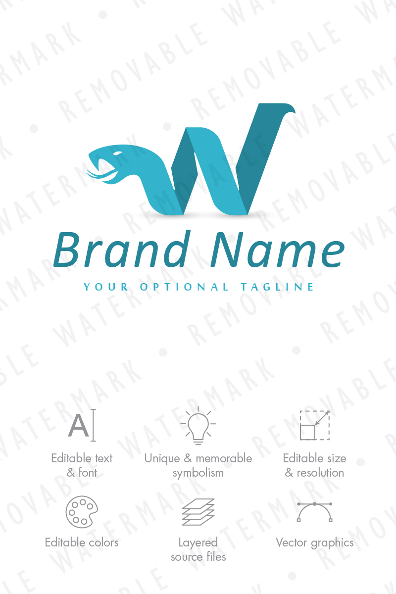 W Abstract Snake Logo Template