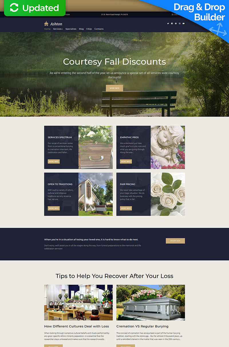 Funeral & Cemetery Services Moto CMS 3 Template