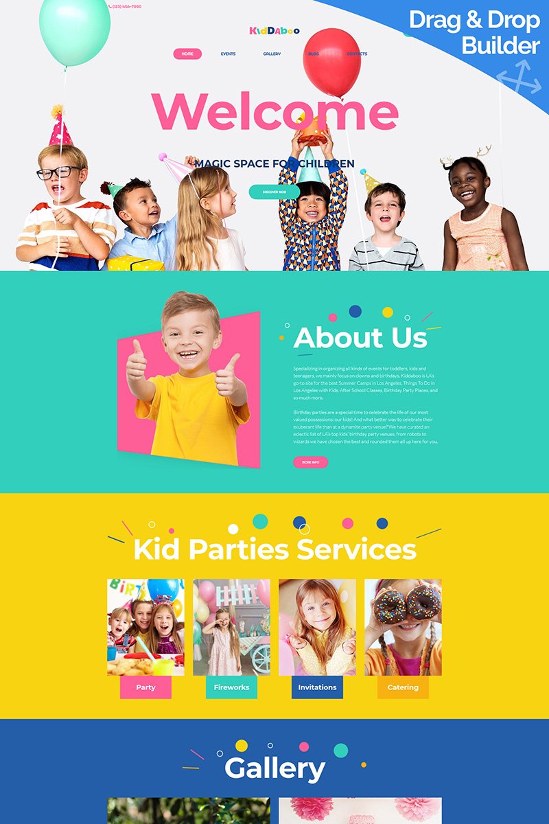 Kiddaboo - Kid Parties Services Moto CMS 3 Template