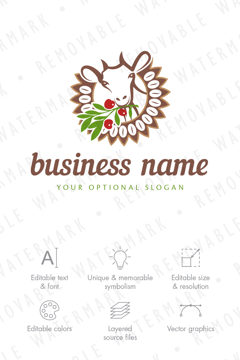 Goat and Coffee Branch Logo Template