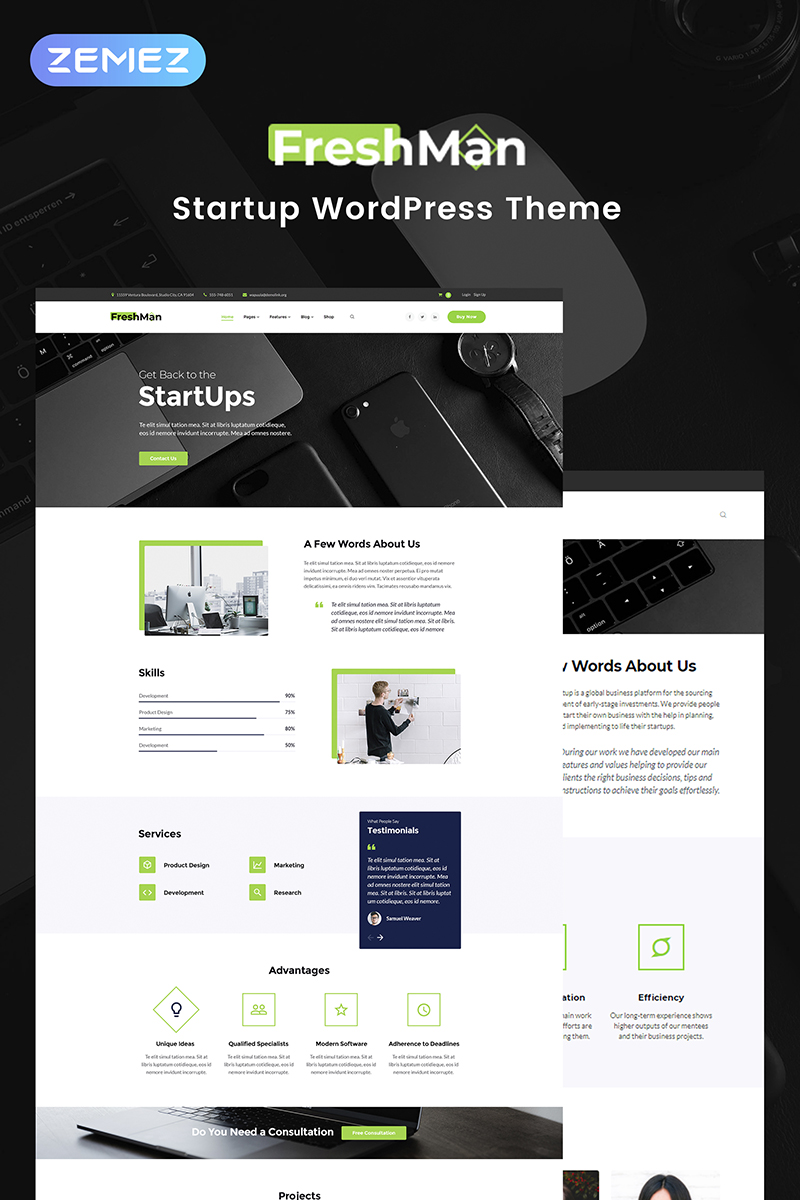 Freshmen - Startup Company WordPress Elementor Theme
