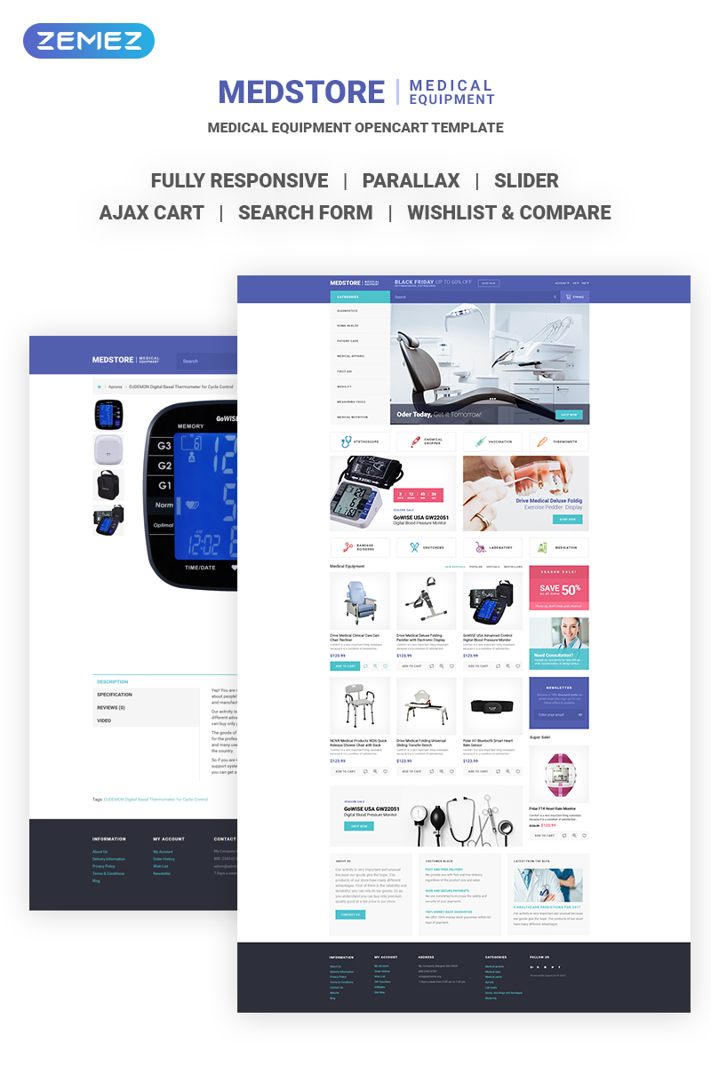 Medstore - Responsive Medical Equipment Online Store OpenCart Template