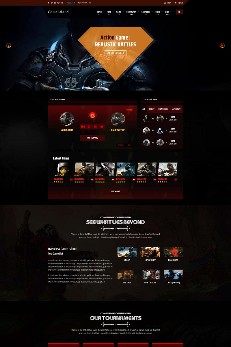 Game Island - Community Portal Gaming Multi Purposes Bootstrap Website Template