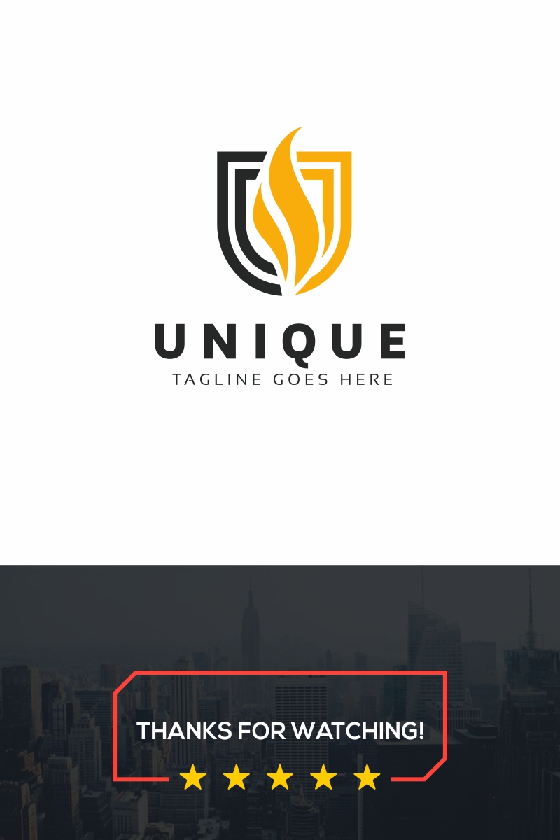 Unique U Letter Fire Logo Template