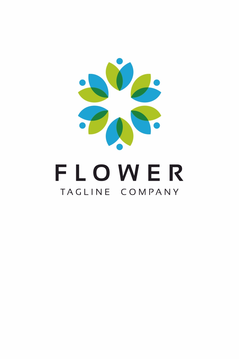 Flower Flat Green Logo Template