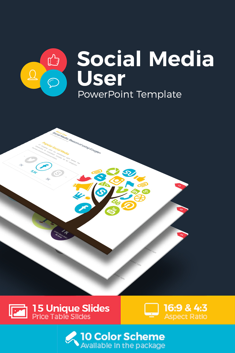 Social Media User Infographic PowerPoint template