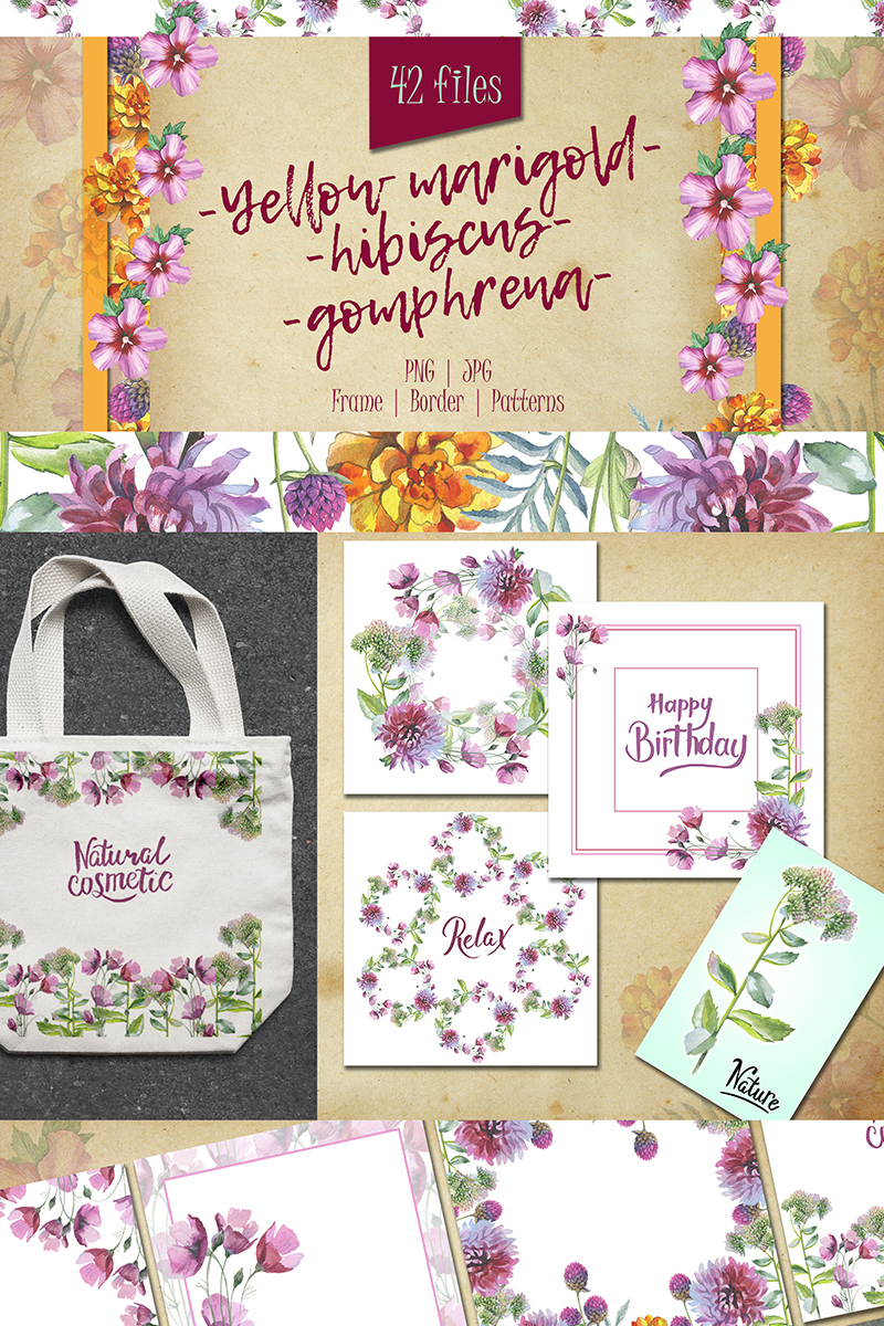 Wildflower PNG Watercolor Set - Illustration