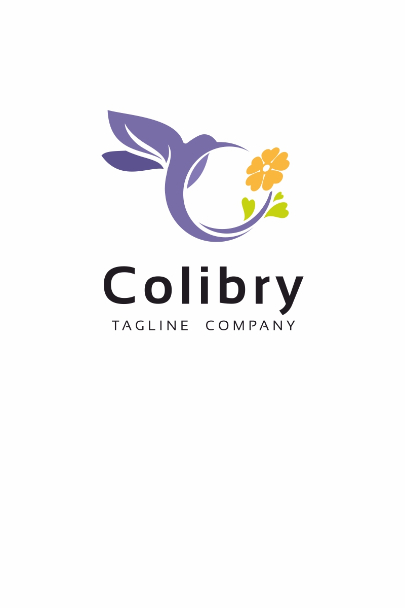 Colibri Beauty Flower Logo Template