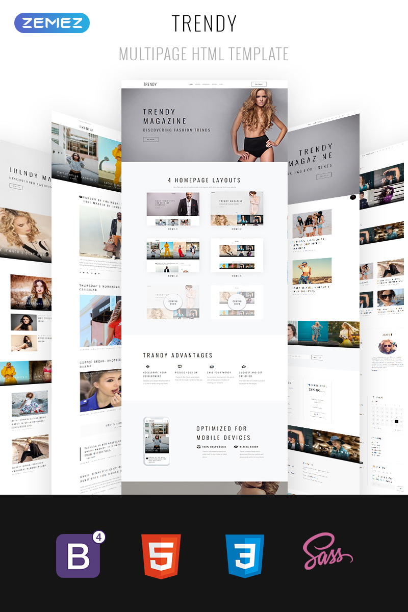 Trendy - Fashion Magazine Multipage HTML5 Website Template