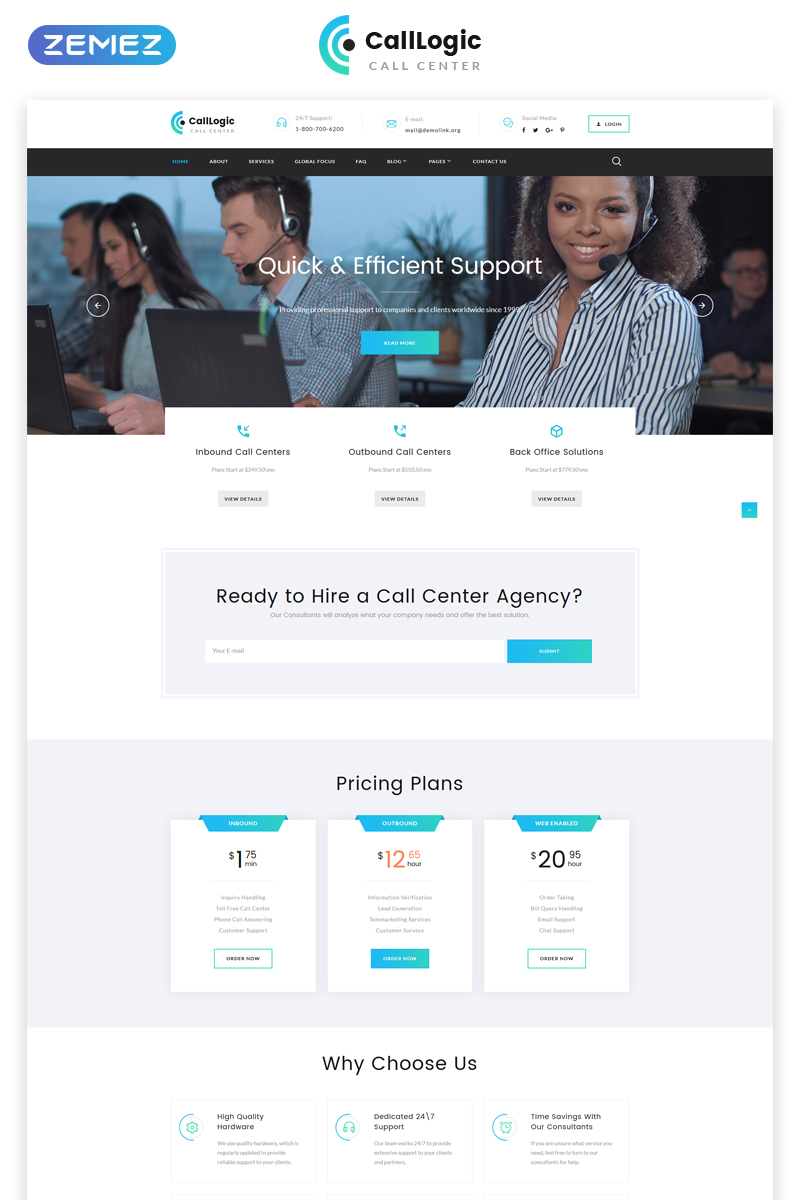 CallLogic - Call Center Multipage HTML5 Website Template