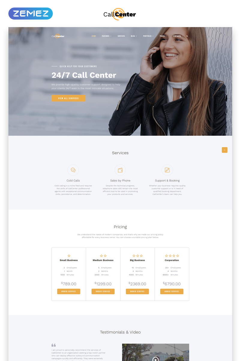 Call Center Multipage HTML5 Website Template