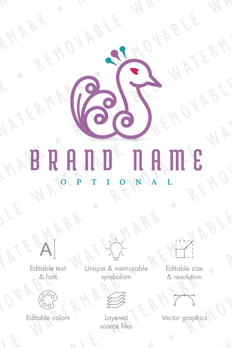 Peafowl Feathers Logo Template