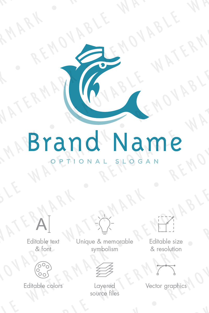 Dolphin Sailor Logo Template