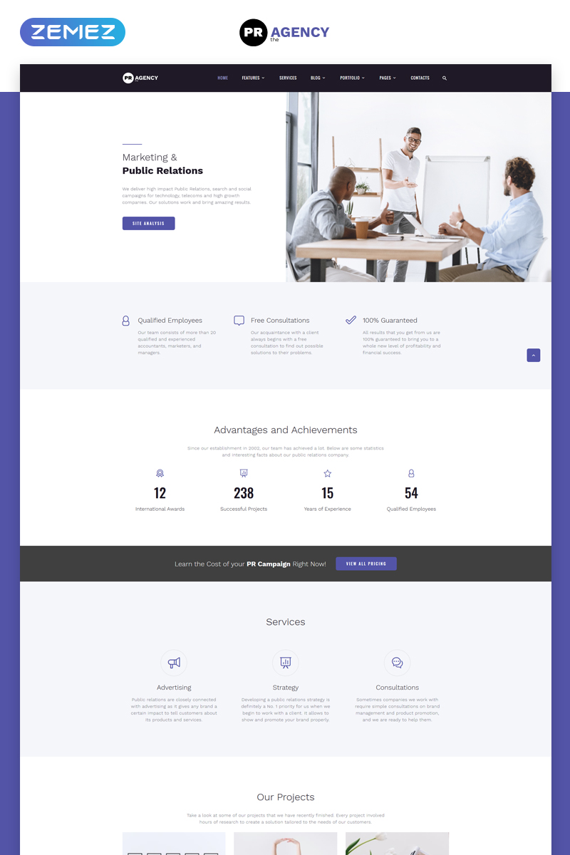 PR Agency - Public Relations Agency Multipage Website Template