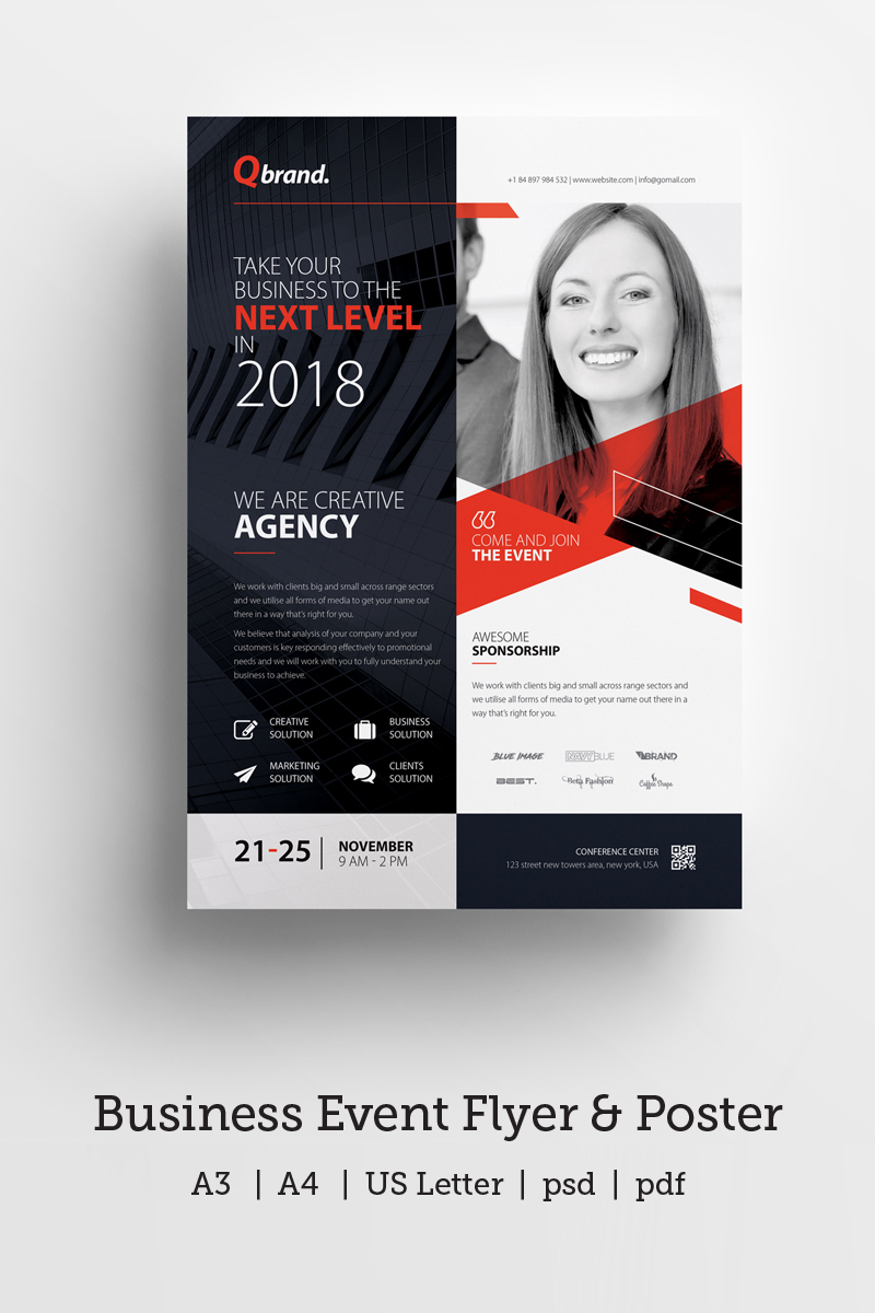 Business Event, Conference Flyer & Poster - Corporate Identity Template