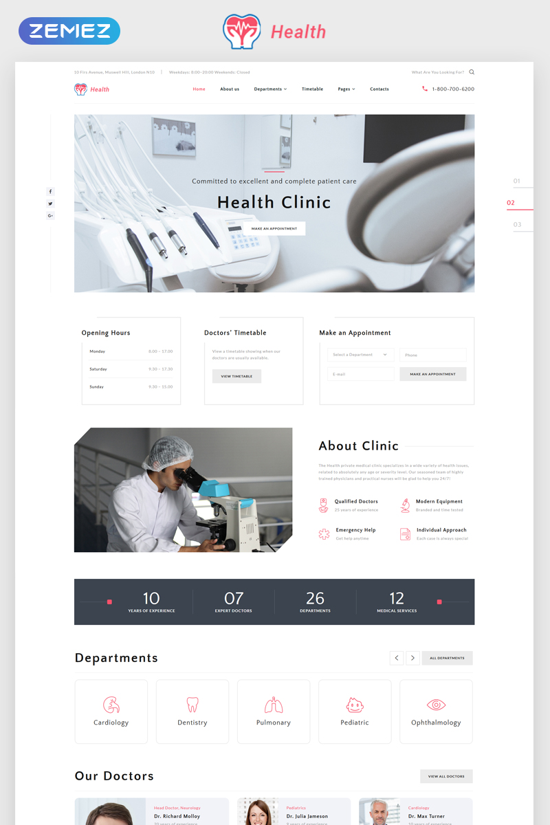 Health - Clinic Multipage HTML5 Website Template