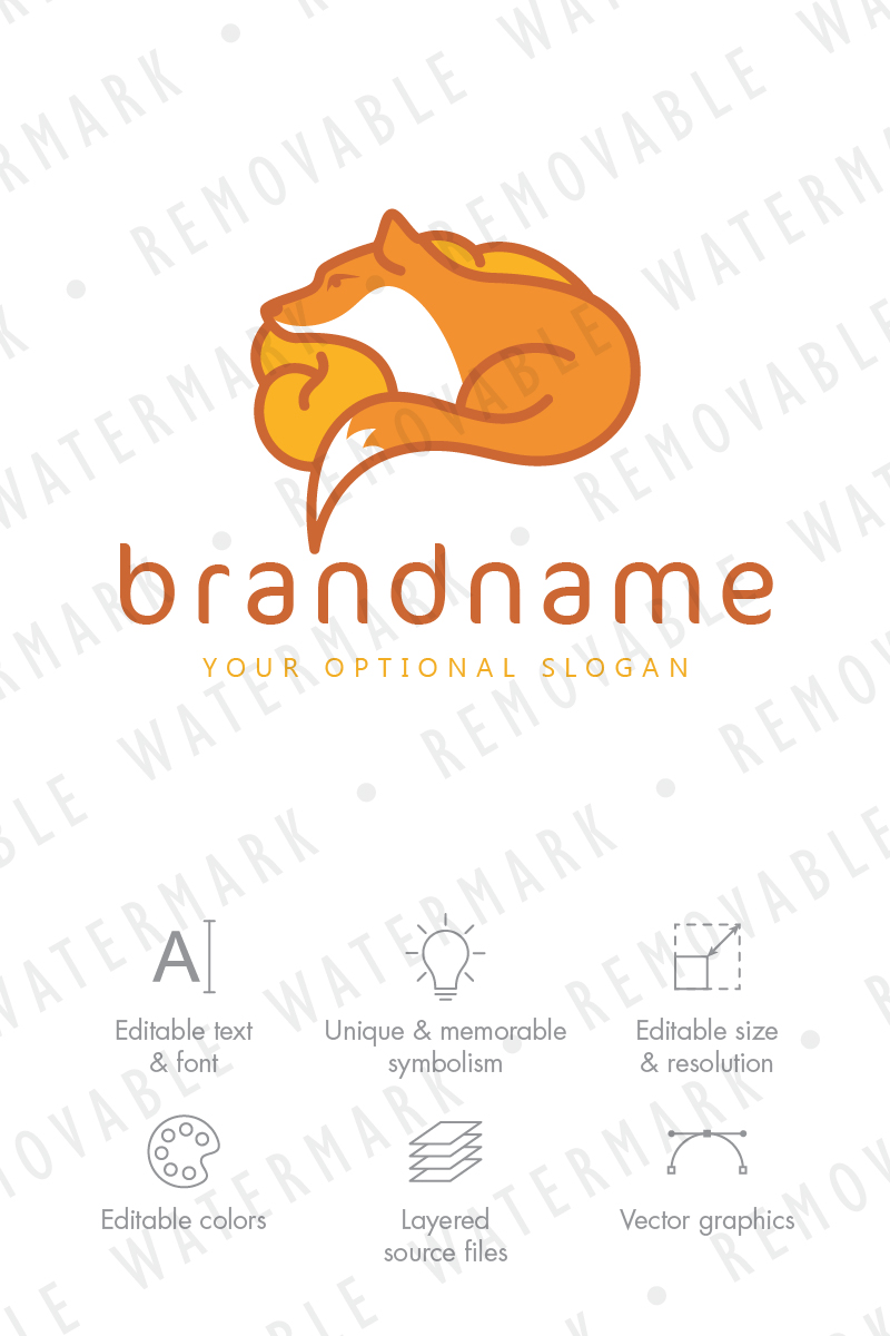 Smart Fox Brain Logo Template