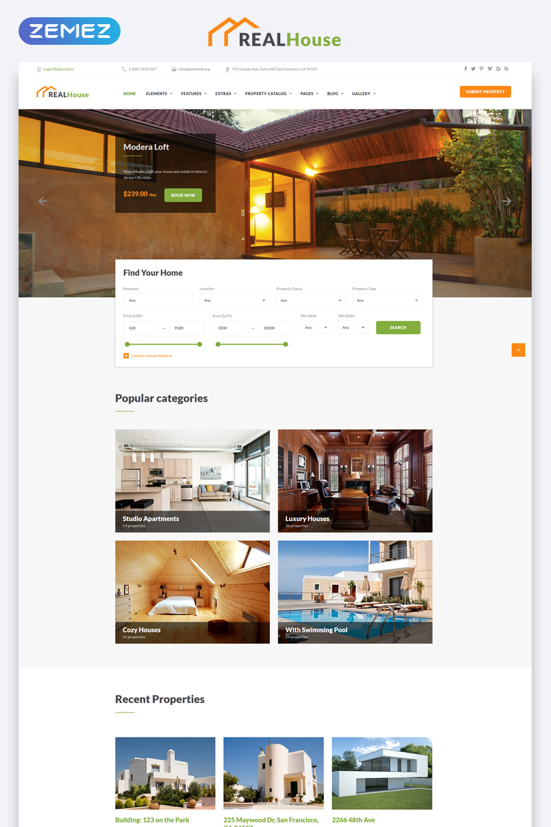 RealHouse - Real Estate Multipage HTML5 Website Template