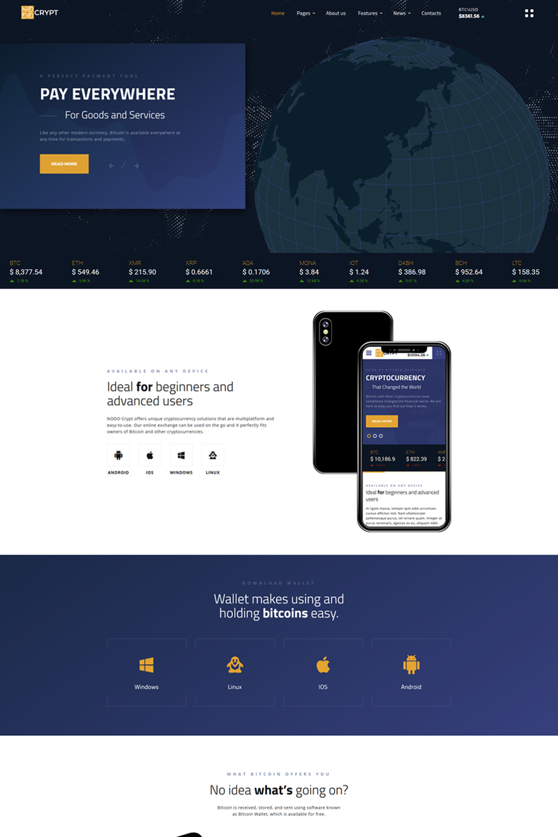 Crypt - Cryptocurrency Multipage HTML5 Website Template