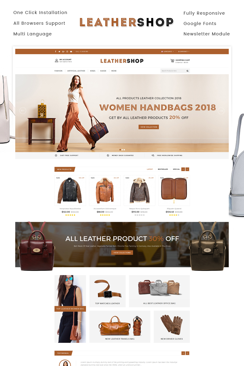 Leather Shop OpenCart Responsive Template
