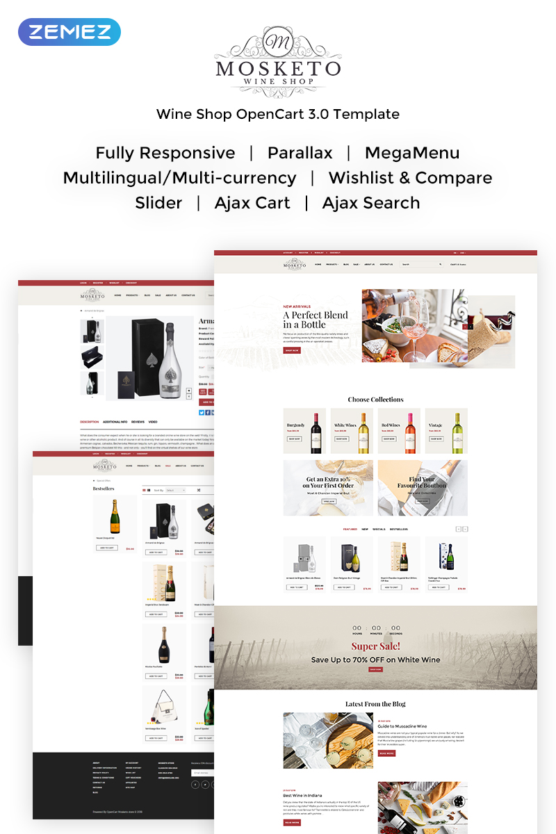 Mosketo - Wine Shop OpenCart Template