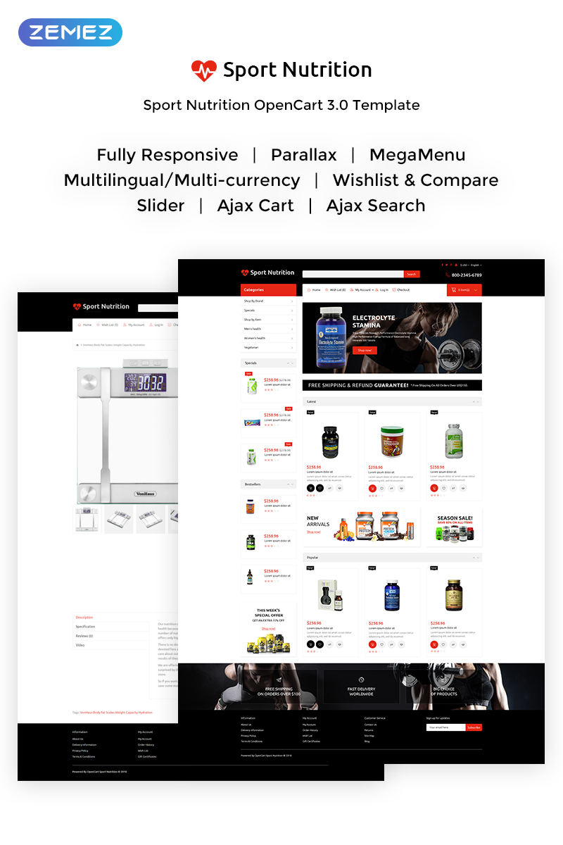 Sport Nutrition - Reliable Sport Nutrition OpenCart Template