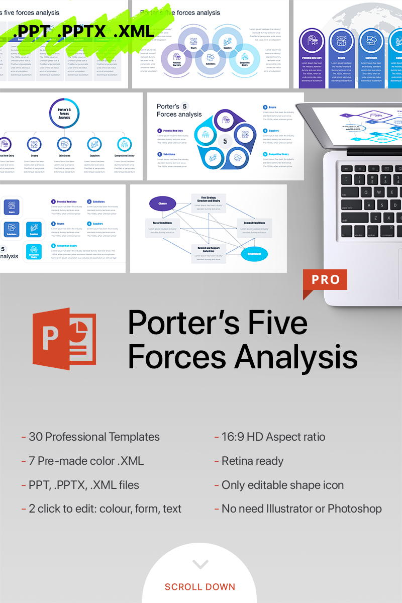 Porters Five Forces Analysis PowerPoint template