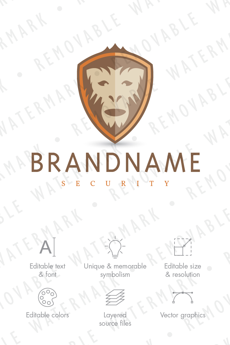 Ape Monkey Shield Logo Template