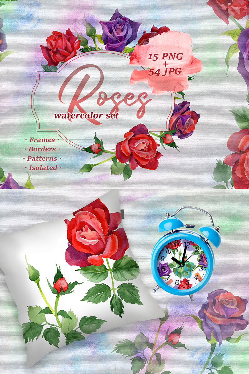 Roses Watercolor PNG Set - Illustration