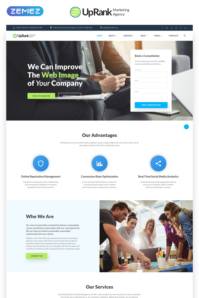 UpRank - Stylish Marketing Agency Multipage Website Template