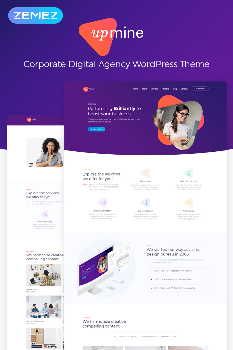 Upmine - Corporate Digital Agency WordPress Elementor Theme